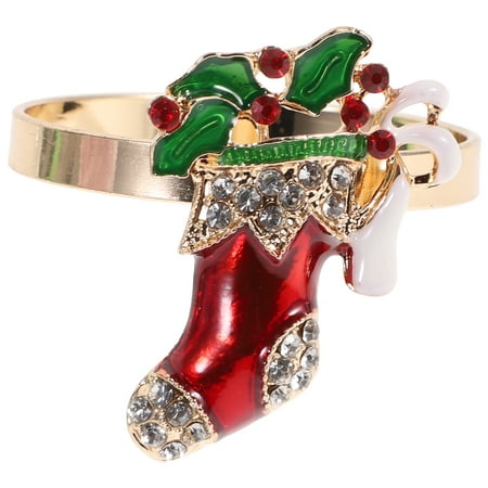 

1pc Xmas Boot Designed Napkin Ring Alloy Boot Dinner Napkin Buckle (Golden)