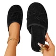 thumbnail image 3 of Chinese Slippers for Women Velvet Embroidered Closed Toe House Shoes Indoor Outdoor Non Slip Sole All Seasons Flat Comfortable Mule Slippers Black 37, 3 of 9