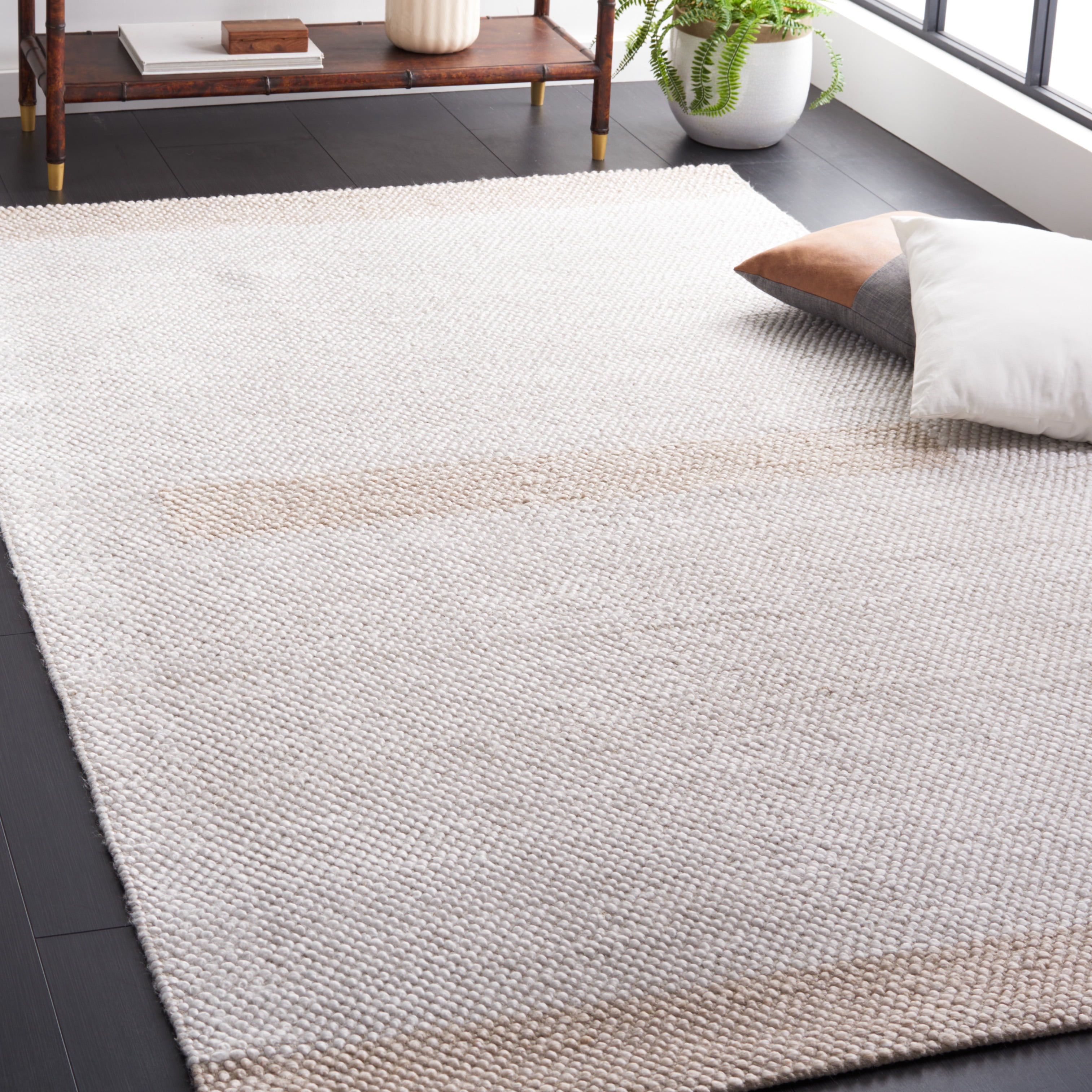SAFAVIEH Natura Marina Striped Wool Area Rug, Ivory/Beige, 6' x 6' Square