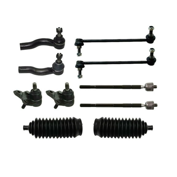 10 Pc Complete Kit Inner Outer Tie Rods Lower Ball Joints Front Sway Bar Links Steering Gear Bellow