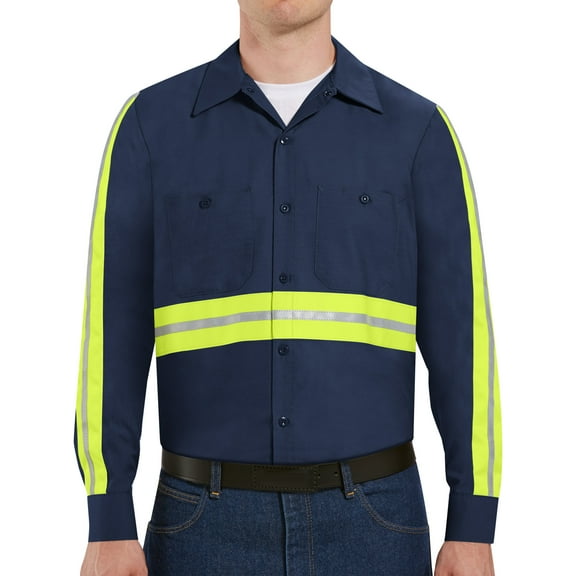Red Kap Men's Long Sleeve Enhanced Visibility Industrial Work Shirt