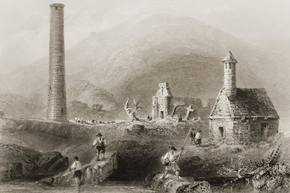 Round Tower Glendalough County Wicklow Ireland Drawn By WHBartlett Engraved By JCBentley From The Scenery And Antiquities Of Ireland By NPWillis And JStirling CoyneIllustrated From Drawings By WHBartl