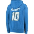 thumbnail image 3 of Men's Majestic Threads Justin Herbert Powder Blue Los Angeles Chargers Name & Number Tri-Blend Pullover Hoodie, 3 of 3