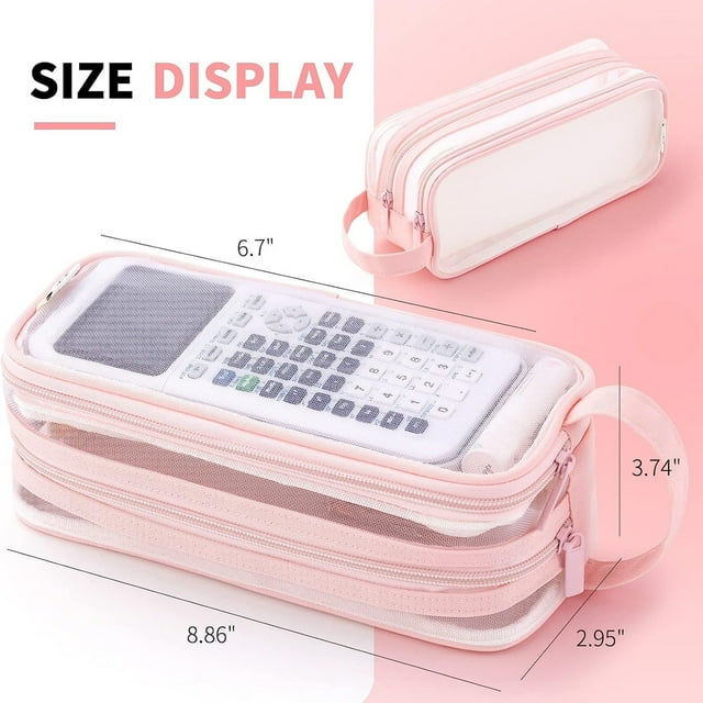 Bolsa de Maquillaje de Viaje,Caja de Lápiz de Malla Grande con 2 Compartimentos Bolsa de Mano Transparente para Adolescentes Escolares,Organizador Multifunción para Accesorios de Maquillaje Viajes,Bol