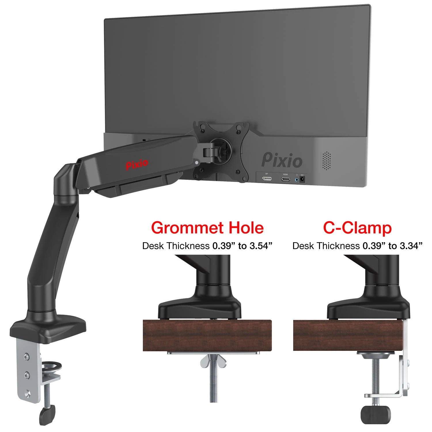 Pixio PS1D Premium Dual Monitor Arm Stand, 16-1/8