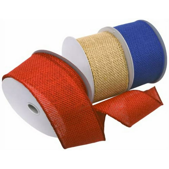 Morex Ribbon Patriotic Burlap Ribbon, 2-1/2 Inch, 30-Yard, Red/Natural/Blue