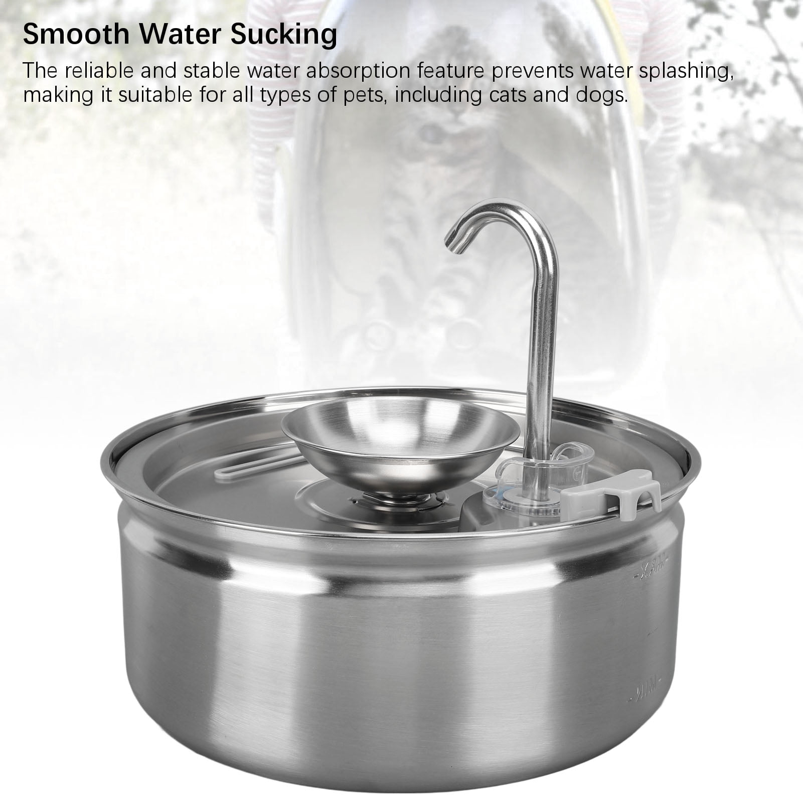 Yajisi Stainless Steel Cat Water Fountain 3.2L / 108oz Automatic Pet Drinking Dispenser with Water Level Window Ultra Quiet Pump Waterer for Cats and Small Dogs