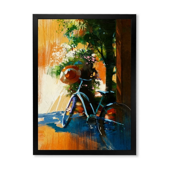 Designart 'Ancient Bicycle and Old Hat On Summer Day' Vintage Framed Art Print