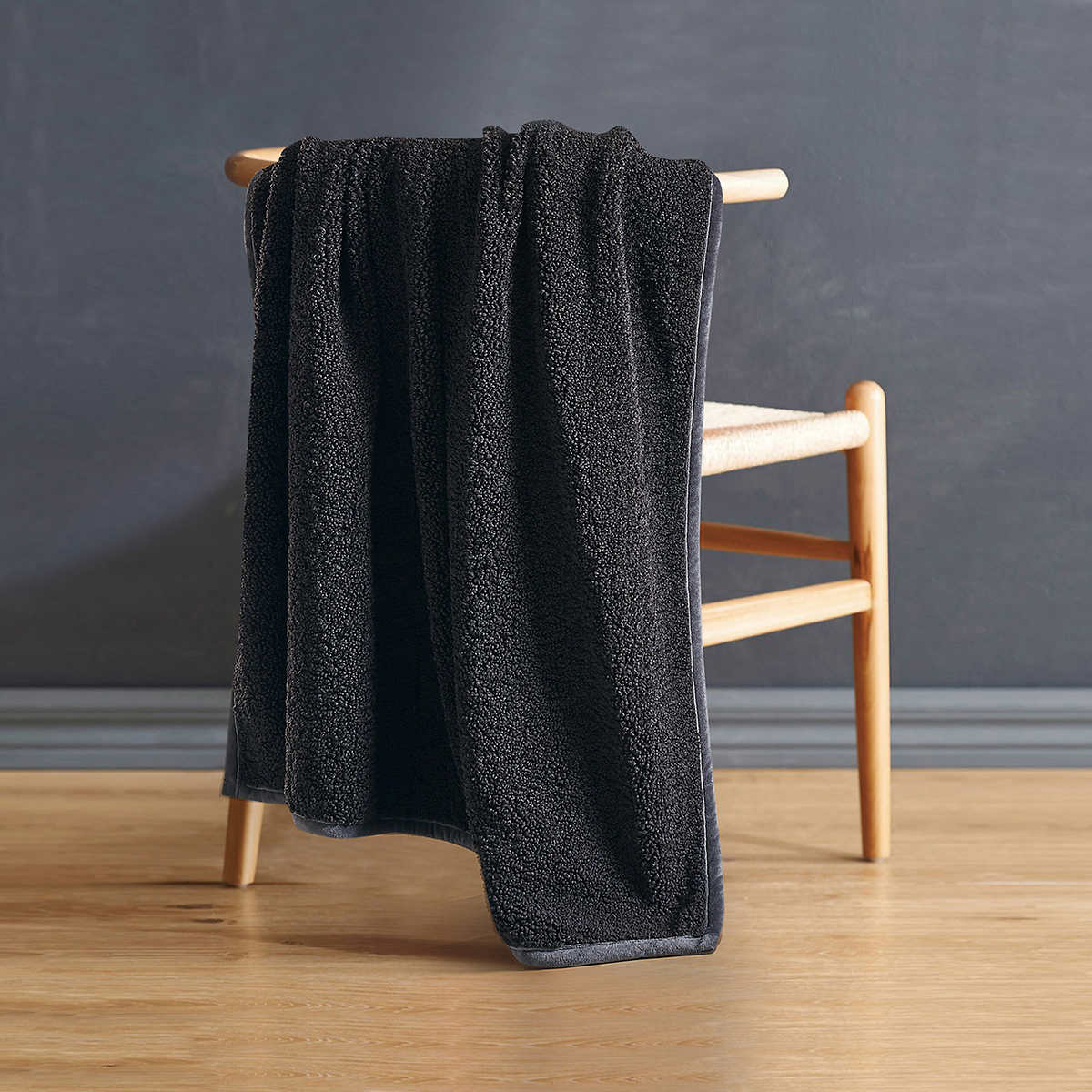 Amari Teddy Luxe Faux Fur Throw 60x70 inch, Dark Gray