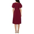 thumbnail image 3 of INSPIRE CHIC Women's Dressy Casual Dress Ruffled Asymmetric Neck A-Line Midi Pleated Dresses L Dark Red, 3 of 6