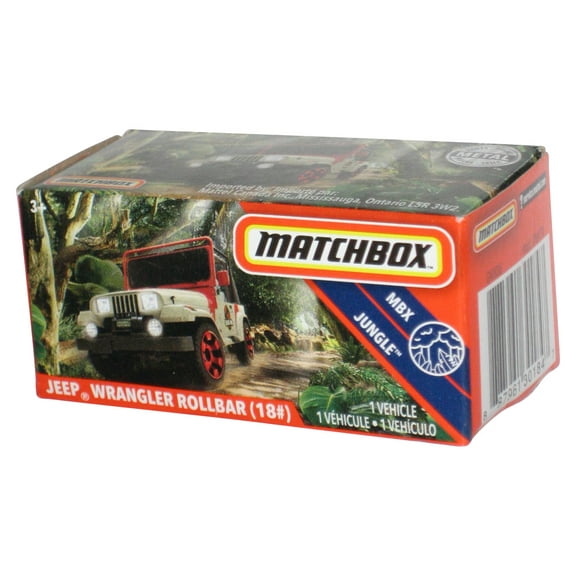 Matchbox MBX Jungle (2019) Gray Jeep Wrangler Rollbar Power Grab Box Toy 18#
