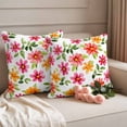 thumbnail image 2 of Spring Pink Orange Red Floral Pillow Covers 2 Pack Watercolor Flower Vintage Pillowcase Waterproof Outdoor Throw Pillow Cover for Patio Garden Square Cushion 24”x24”, 2 of 9