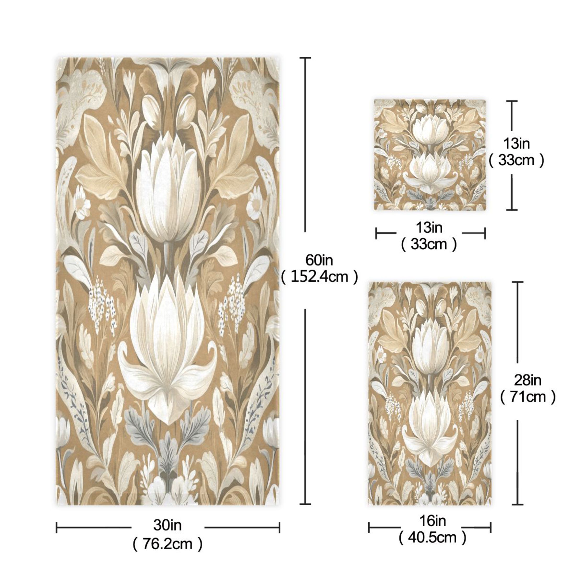 Three-Piece Towel Set Face Towel Towel Set Hand Towel Bath Towel Cotton Bath Towels Bath Towel Sets Hand Bath Towels Beautiful Brown Flower