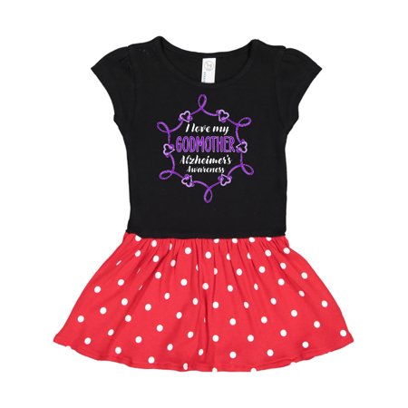 

Inktastic I Love My Godmother Alzheimer s Awareness with Purple Hearts Gift Toddler Girl Dress