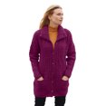 thumbnail image 1 of Aran Woollen Mills Women 100% Merino Wool Buttoned Irish Funnel Neck Cardigan, 1 of 1