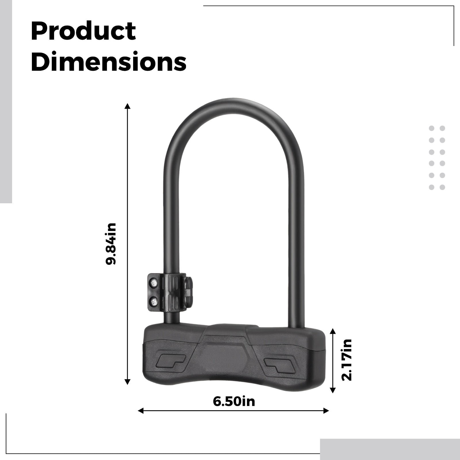 Bike U Lock, 9.8 x 6.5 in / 25 x 16.5 cm Heavy Duty Bike Lock with Alloy Steel Body, Dual Opening, and 2 Keys, Anti-Theft Motorcycle U Lock for Bicycles, E-Bikes, and Motorcycles