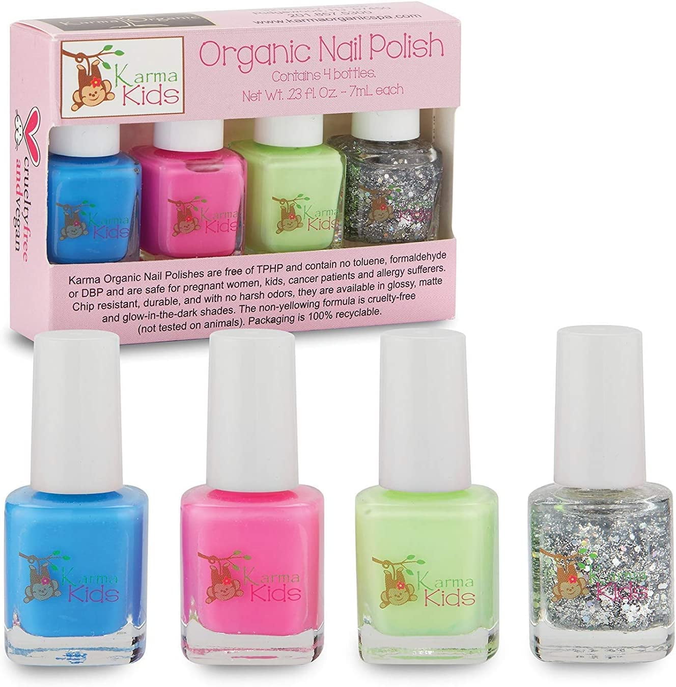 Karma Kids Nail Polish Box Set Natural Safe Nail Polish for Little Girls - Non-Toxic, Vegan, and Cruelty Free – Quick Dry, Kids Friendly