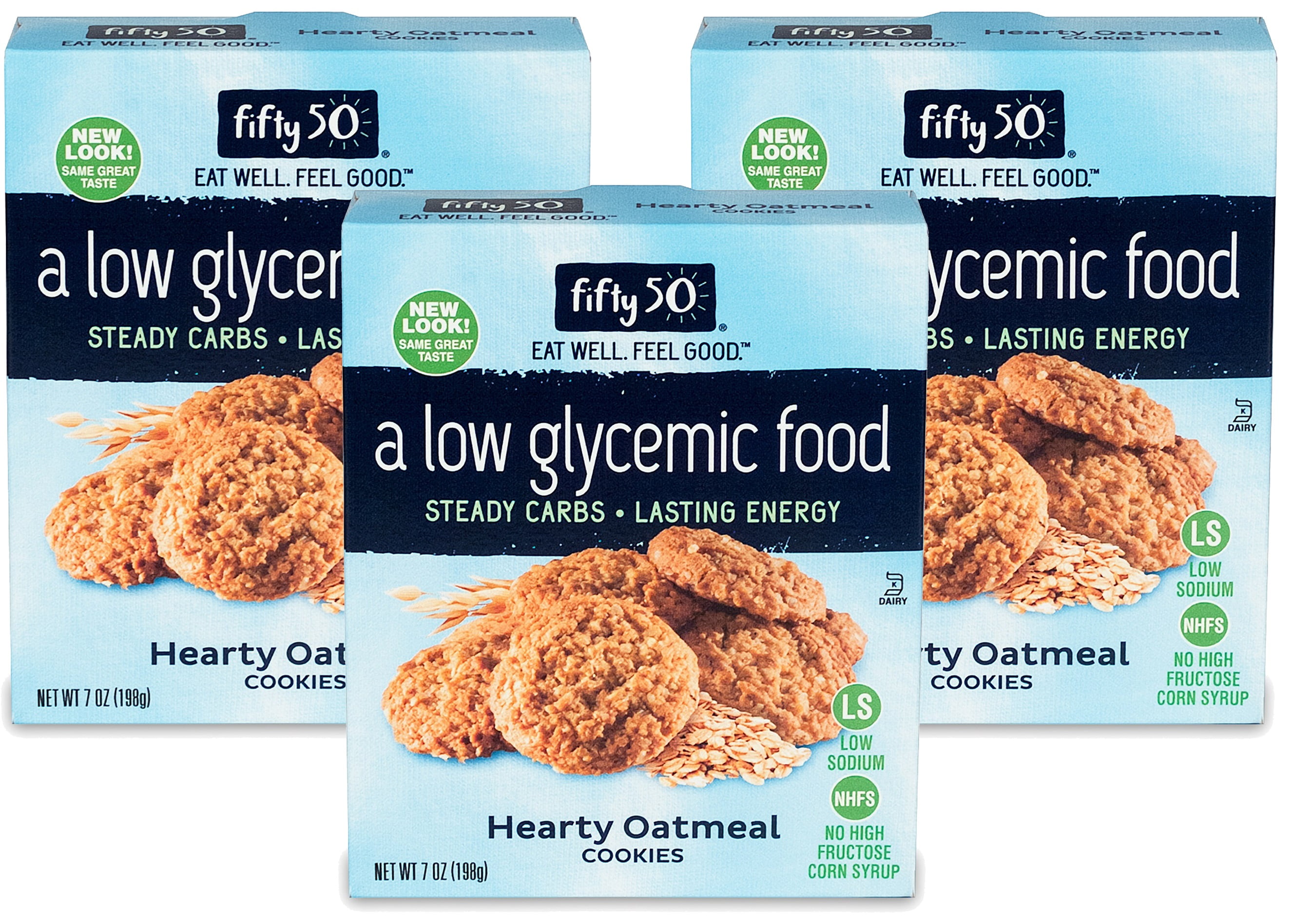 Fifty50 Foods Low Glycemic Cookies Hearty Oatmeal Size 3Pack