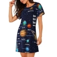 thumbnail image 2 of Fotbe Solar System Bata de Dormir para Mujer con Estampado, Camisón de Algodón de Manga Corta, Ropa de Dormir Casual, 2 of 6
