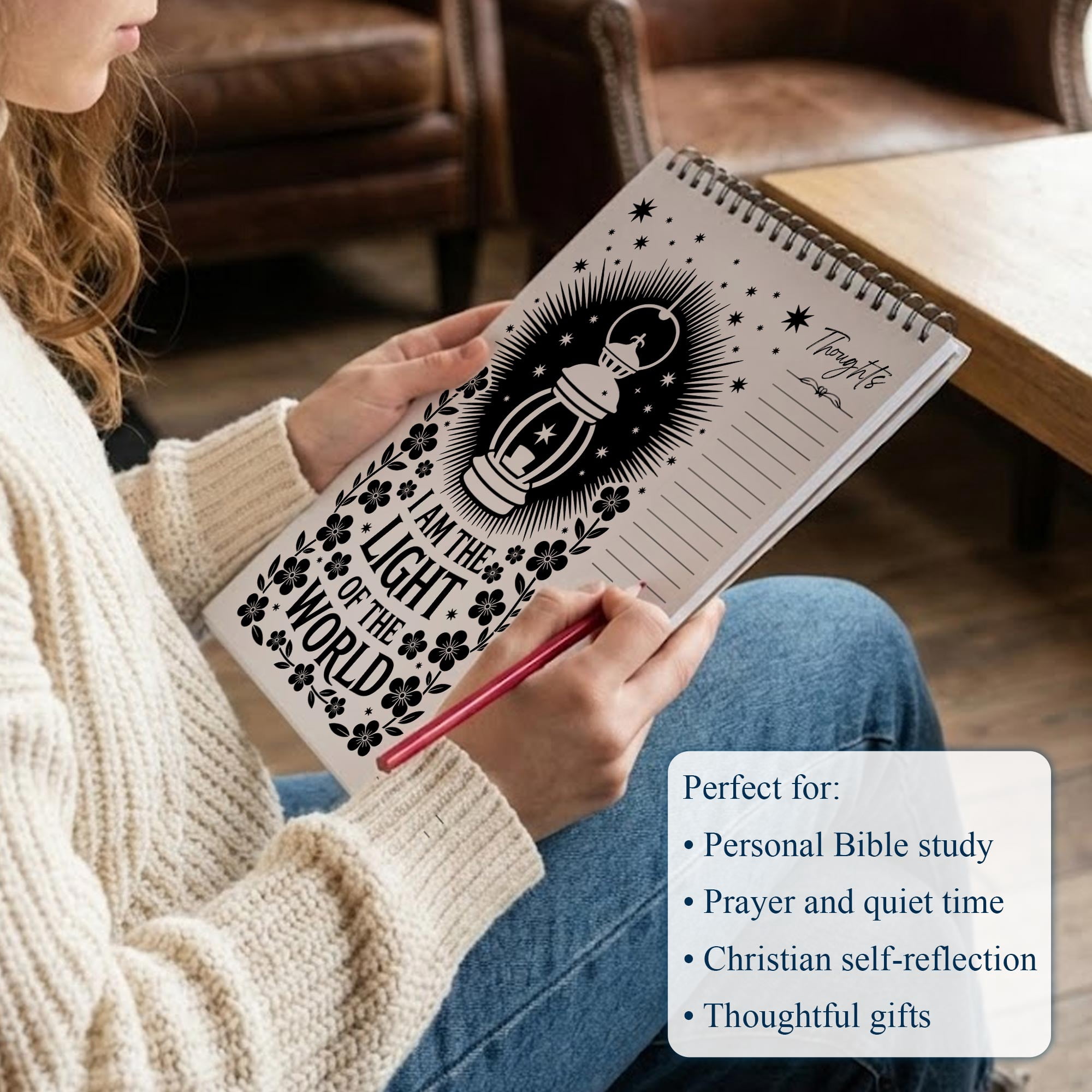 Monochrome Bible Verse Coloring Book for Adults, 30 Minimalist Scripture Art Pages with Reflection & Prayer Space, Spiral Bound, A4 or A5 Softcover or Wood Cover