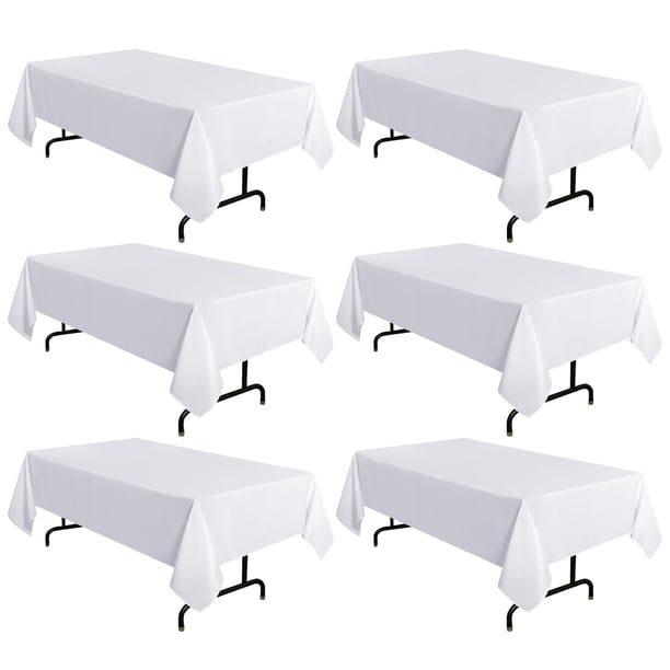 Mantel sancua de poliéster blanco de 152 x 305 cm para mesa de 8 pies
