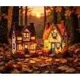 thumbnail image 3 of 2 Pack Fall Harvest Lighted Resin Cottage Figurines, 7.5 Inch LED Light Up Pumpkin & Fruit Harvest House Set for Thanksgiving Autumn Tabletop Home Decor, 3 of 7