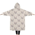 thumbnail image 2 of Oversized Wearable Blanket Hoodie,Beige Buffalo Skull Pattern Sherpa Blanket Hoodie with Super Pockets,Super Warm Fuzzy Pullover for Women & Men, 2 of 6