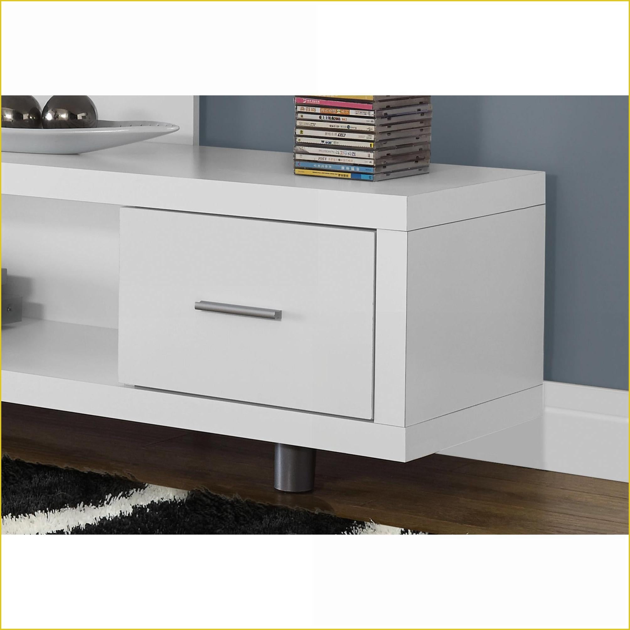 TV Furniture 60 Inch Modern White Entertainment Center with Storage | White | TV Size Ranges 80-89 inches