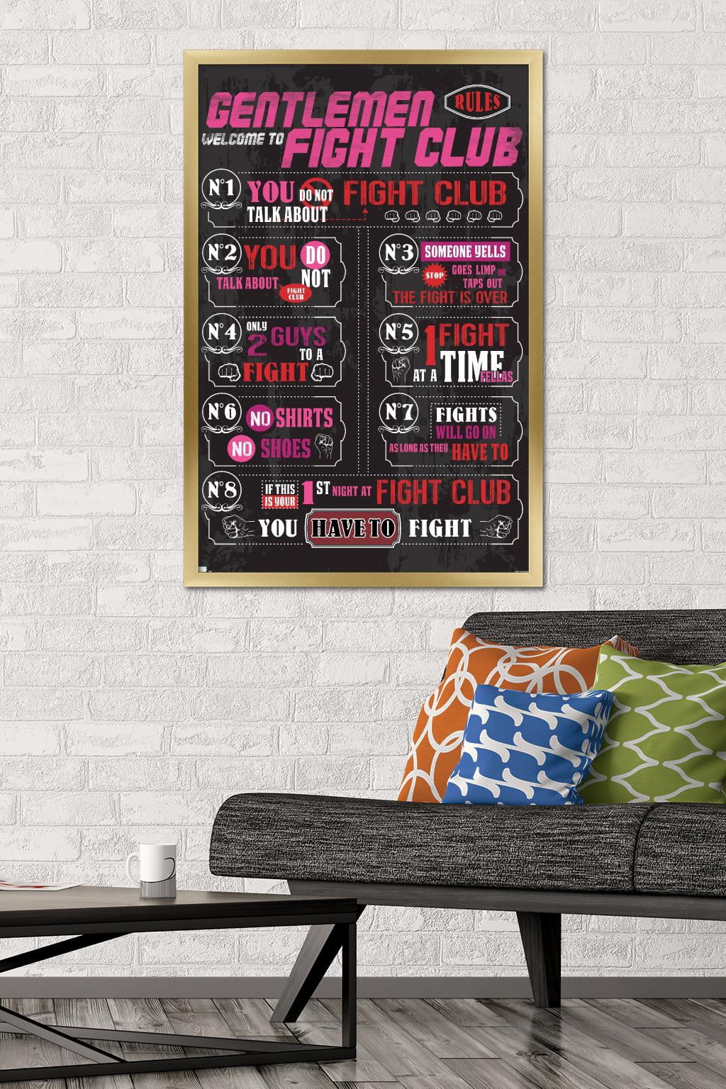 Fight Club - Rules Wall Poster, 22.375" x 34", Framed