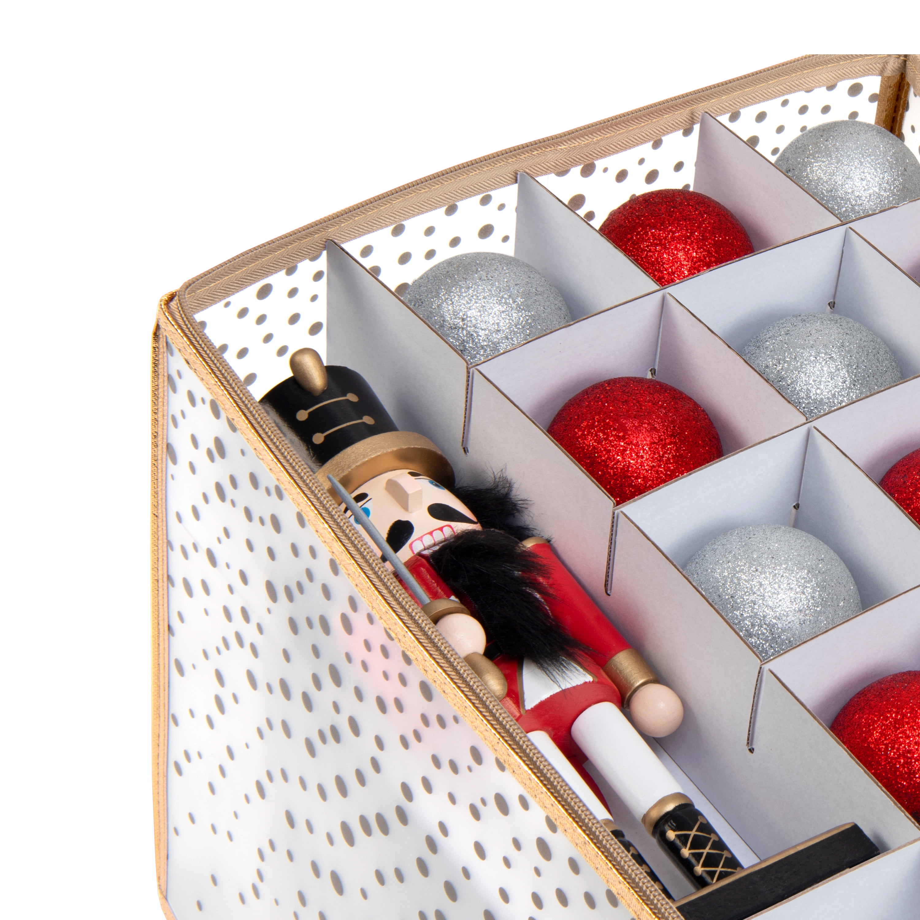 Simplify 112-Count Christmas Holiday Plastic Ornament Organizer Box, Gold