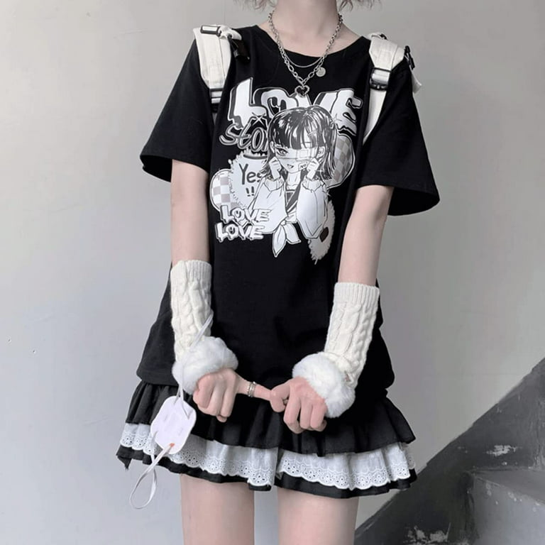 DanceeMangoo Kawaii Harajuku Fashion Pastel Goth Cute Aesthetic Soft  Japanese Style Anime Injured Girl T-Shirt