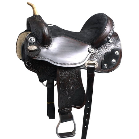 83HS 16 In Flex Tree Western Horse Saddle American Leather Trail Barrel By Hilason