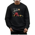 thumbnail image 3 of Mens Lined Sweatshirts Solid Color Round Neck Long Sleeve Cute Pumpkin Head Pattern Mens Warm Clothing,Black,XL, 3 of 6
