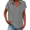 thumbnail image 2 of Kelon Women's Tops Short Sleeve Shirts V Neck Boho Tops Summer Outfits 2026 Fashion Clothing Blouses Oversized Shirt Clothing, M, 2 of 6