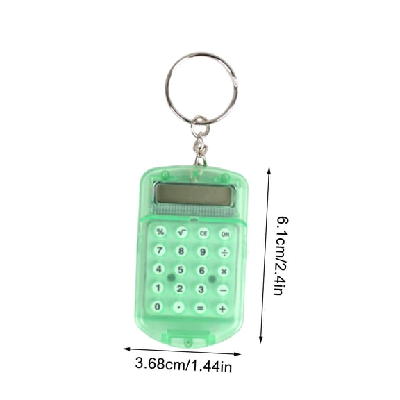 hulanddfd Green Pocket Calculator Key Ring, Mini Electronic Calculator Portable Calculator Keychain with Display for Home Office Accessories