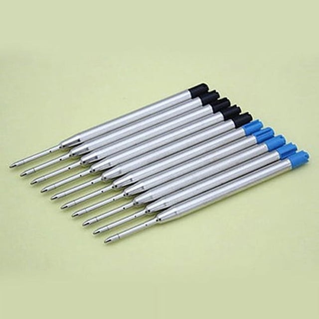Musbetu 10Pcs 0.5mm Roller Ballpoint Pen Fluent Black/Blue Ink Refill Student Stationery