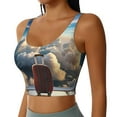 thumbnail image 2 of Goofa Sunset Airplane Travel View Printed Sports Bras for Women, High Impact Running Bra Workout Crop Tank Tops Longline Sports Bra Push up-Large, 2 of 9