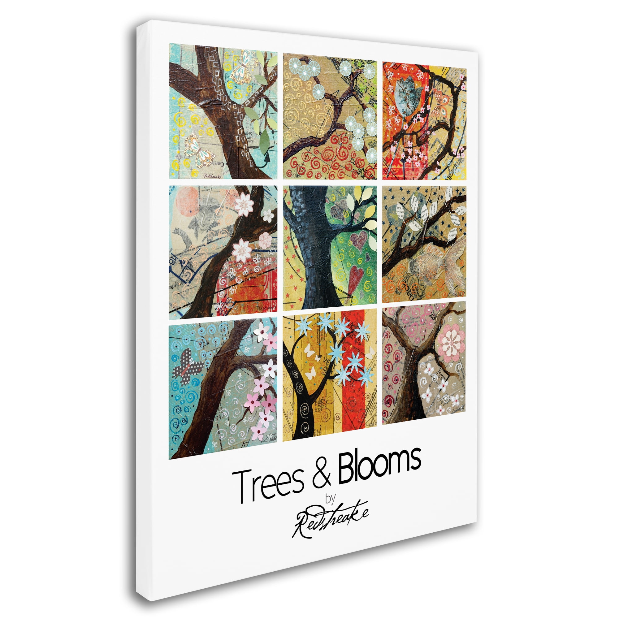 Trademark Fine Art "Pattern Collage Trees and Blooms" Canvas Art by Jennifer Redstreake