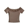 thumbnail image 5 of Youyipin Womens Tops Women's Off Shoulder Tops, One Shoulder Shirts, Short Sleeves Sexy Slim Fit Tees Spring Tops For Women, 5 of 5