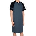 thumbnail image 4 of Wacanda Men Comfort Top Long Nightshirt Sleep Shirt Comfy Short Sleeve Henley Sleepwear, 4 of 5