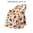 thumbnail image 2 of Cinvoph Halloween Throw Blanket, Spooky Pumpkin Bat Spider Webs Printed Orange White Throws for Couch Bed Home Decoration, Soft Fleece Throw Blanket for Thanksgiving Decor 40"x50", White, 2 of 7