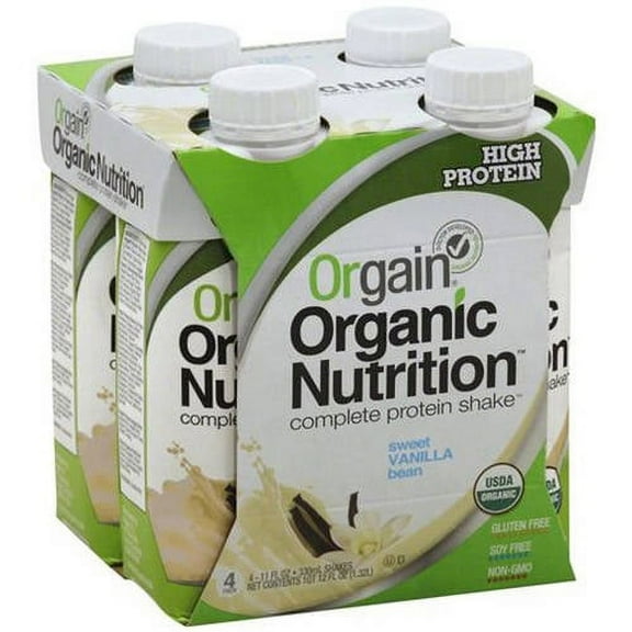 Orgain Organic Nutrition Protein Shake, Sweet Vanilla Bean, 16g Protein, 4 Ct