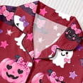 thumbnail image 5 of RUTAYY Girls Pajama Set Halloween Ghost Pumpkin Candy Star Print 2 Piece Short Sleeve Notch Neck Top Shorts Kids Loungewear Casual Home Outfit, 5 of 9