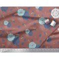 thumbnail image 2 of Soimoi Brown Modal Satin Fabric Leaves & Floral Hand Drawn Decor Fabric Printed Yard 42 Inch Wide, 2 of 2