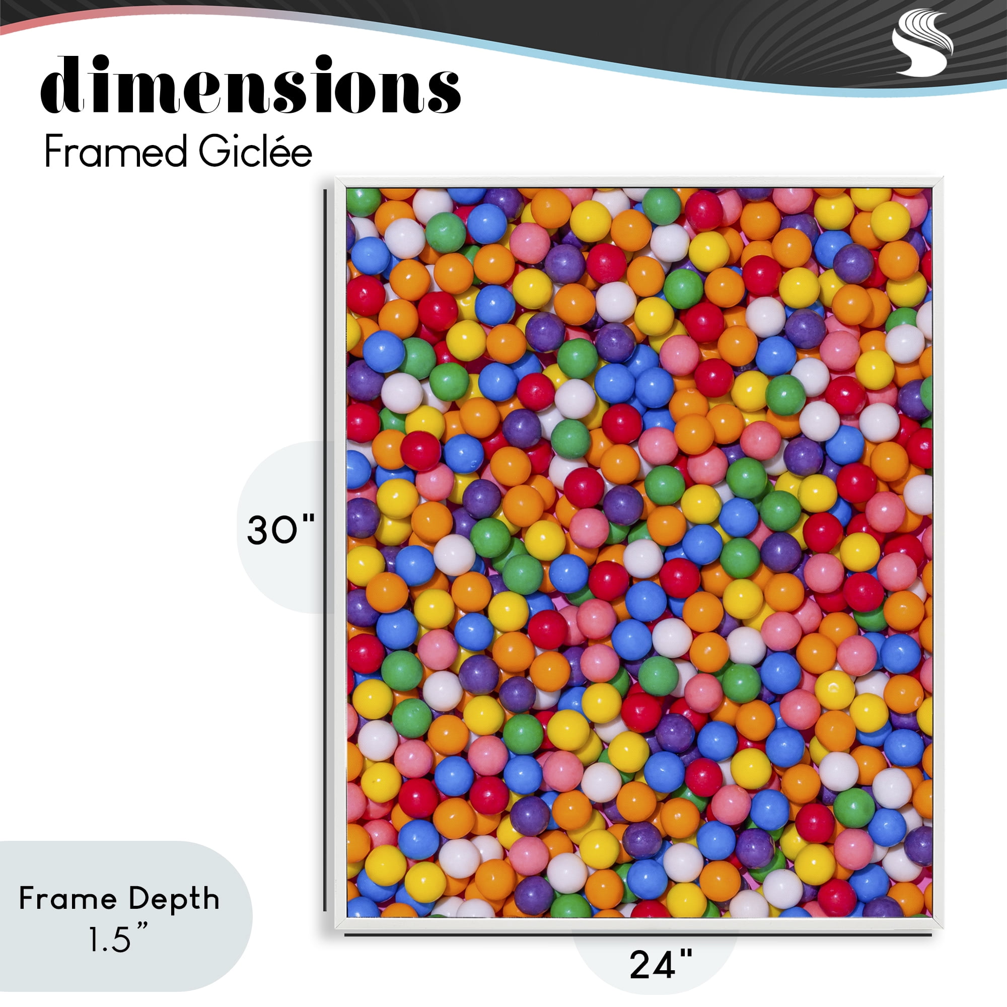 Stupell Industries Colorful Gumballs Close Up White Framed Giclee Art, design by LISH Creative