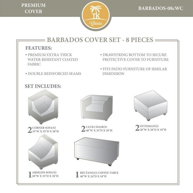 Barbados Ensemble de Housses Tout Temps 8 Pcs en Beige