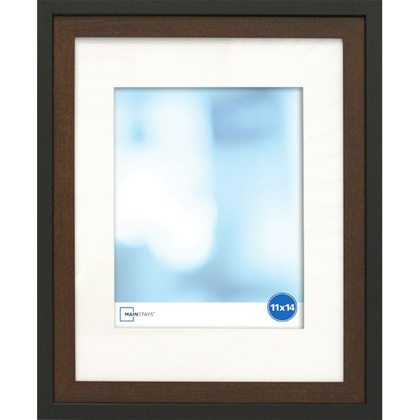 Mainstays 11” x 14" Matted to 8” x 10" TwoTone Black Wood Photo Frame