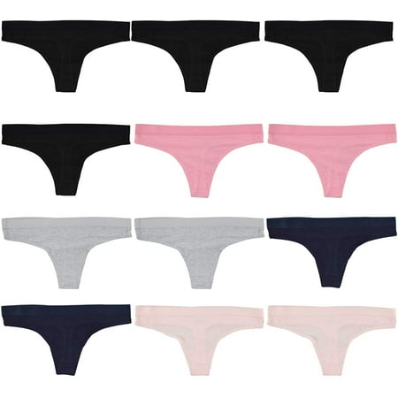 

Women’s Breathable Cotton Thong Panties - 12 Multi Pack Pinch Free