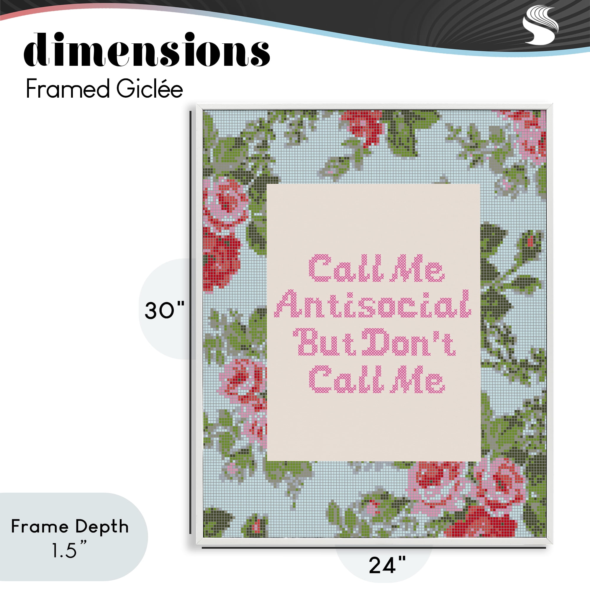 Stupell Industries Don't Call Me Vintage Florals White Framed Giclee Art, design by Lil' Rue