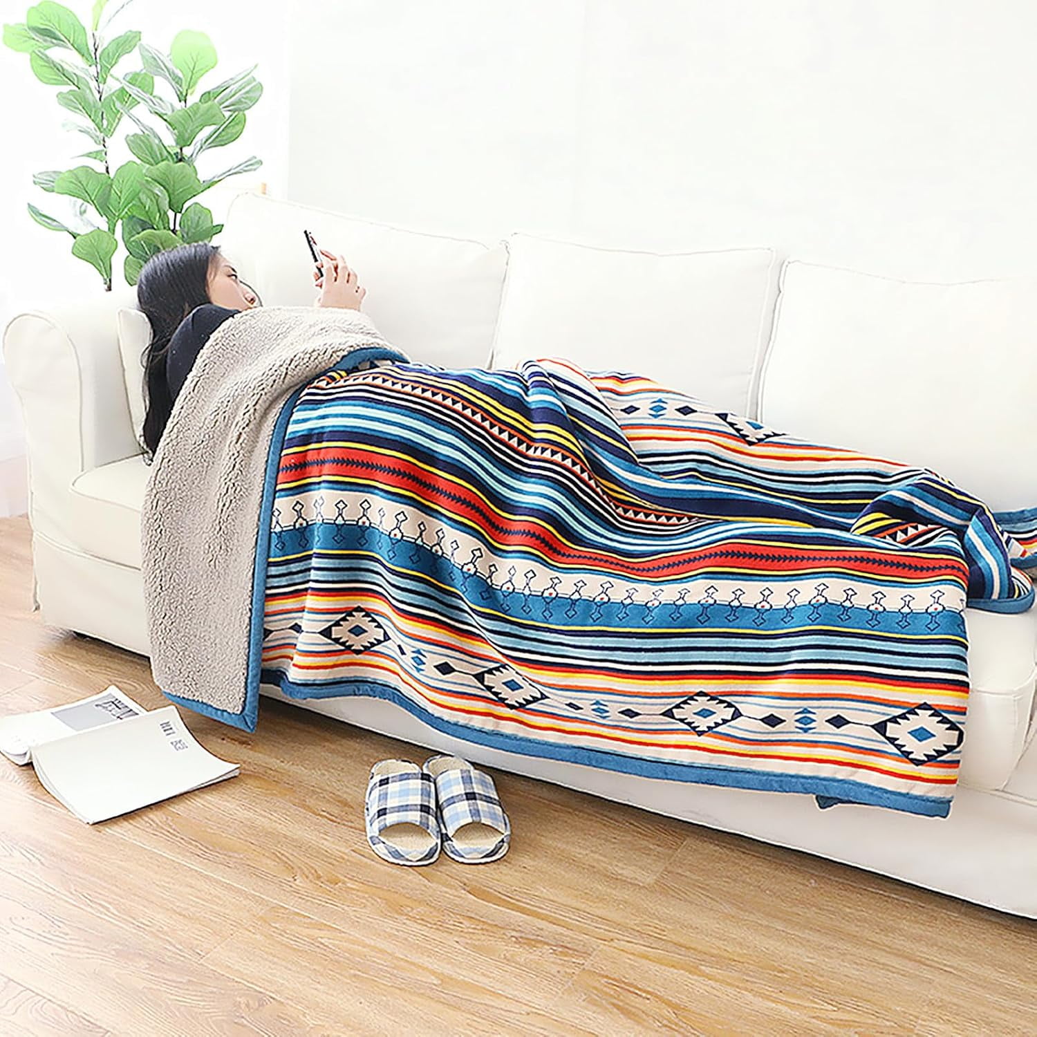 US Flag Patriotic Sherpa Throw Blanket 50''×60'', American National Flag Fleece Blanket for Bed/Couch/Sofa/Office/Camping, USA Military Veteran July 4th Gift